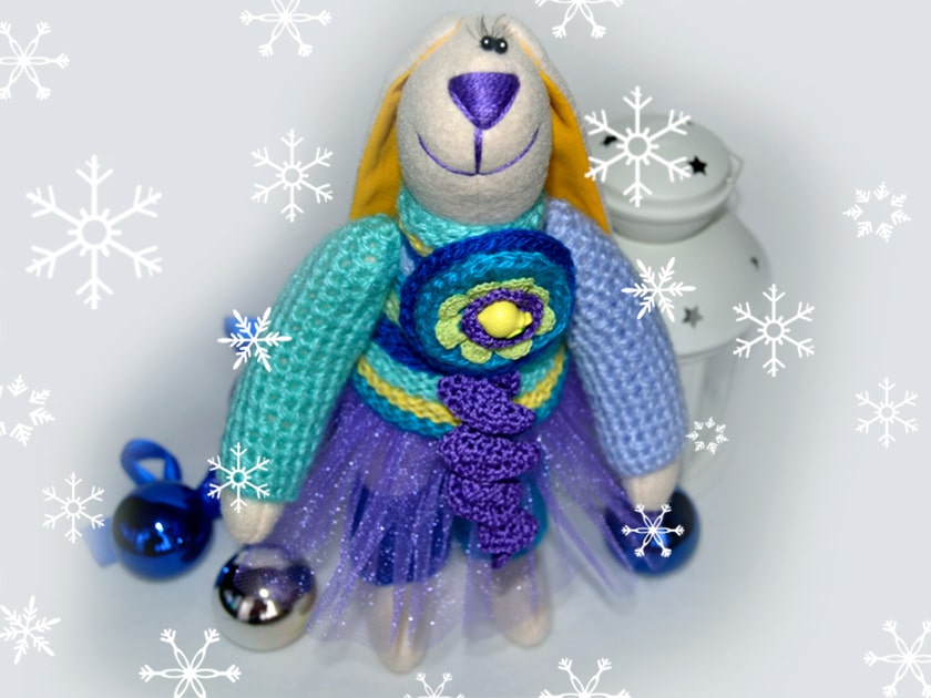 Зайчик тильда сиреневый