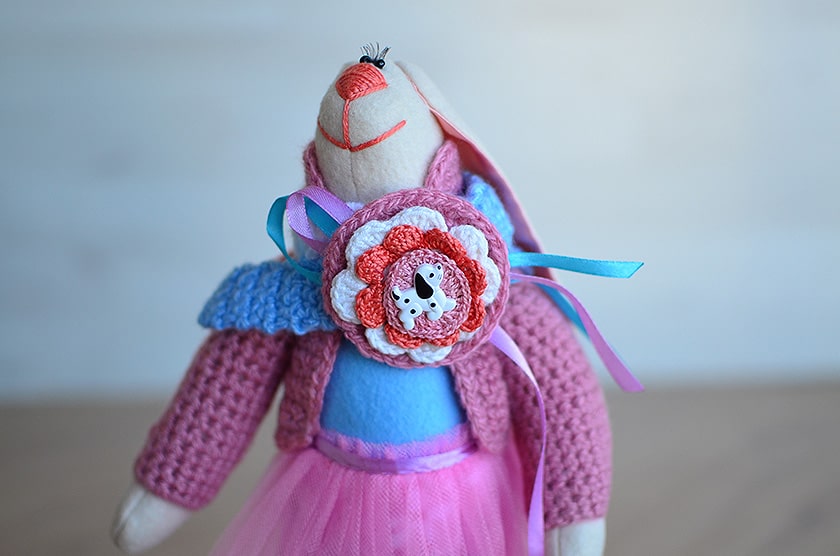 Тильда зайка в розовом