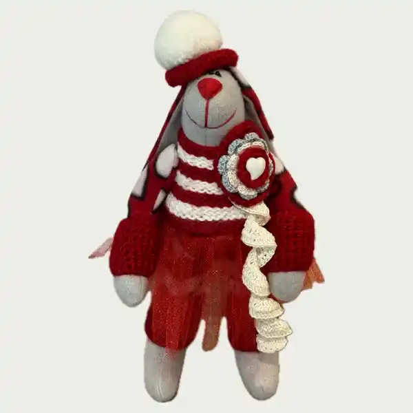 Новогодняя Зайка Тильда в красном наряде